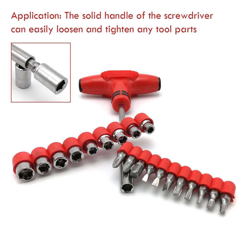 24pcs T-Handle Screwdriver Set Bits with Hex Head Drill Head Kit w/Sockets