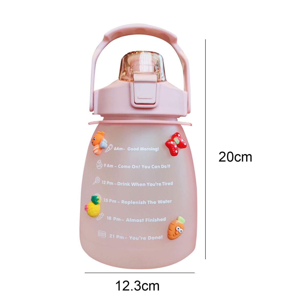 Water Bottle - Cute Belly Bottles Water Jug with Time Marker 1.3L (Pink)