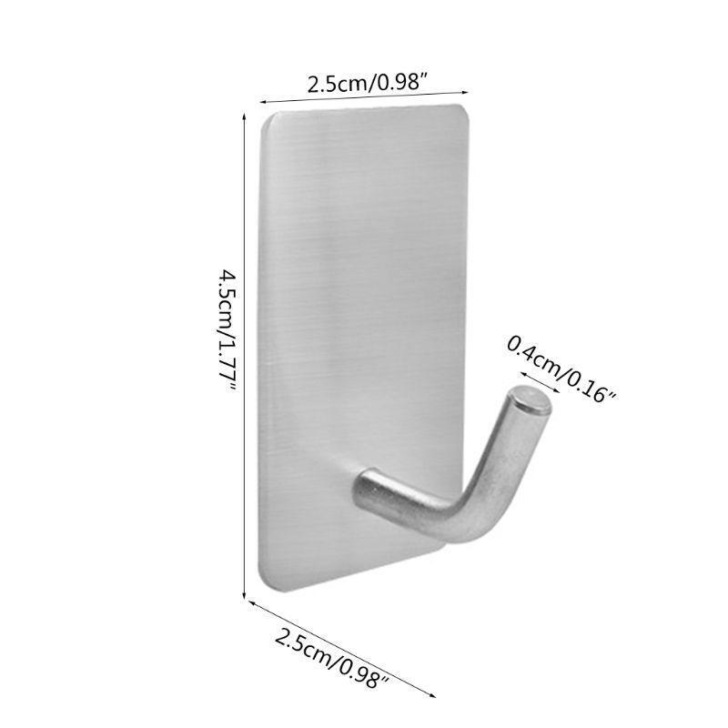 8Pcs Self Adhesive Hooks Stainless Steel Heavy Duty Stick On Wall Towel Hanger