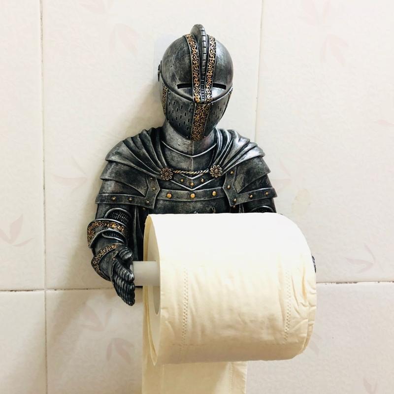 Creative Tissue Roll Dispenser Medieval Statue Knight Paper Towel Holder