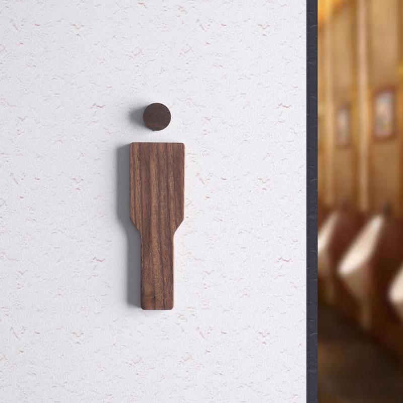 Wooden Male Female Signs Decorative Toilet Signs Self-adhesive Easy Installation
