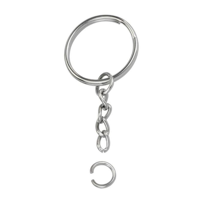Keychain Ring Set 20pcs Splits Key Ring Hoops with Chain 20pcs Metal Jump Rings