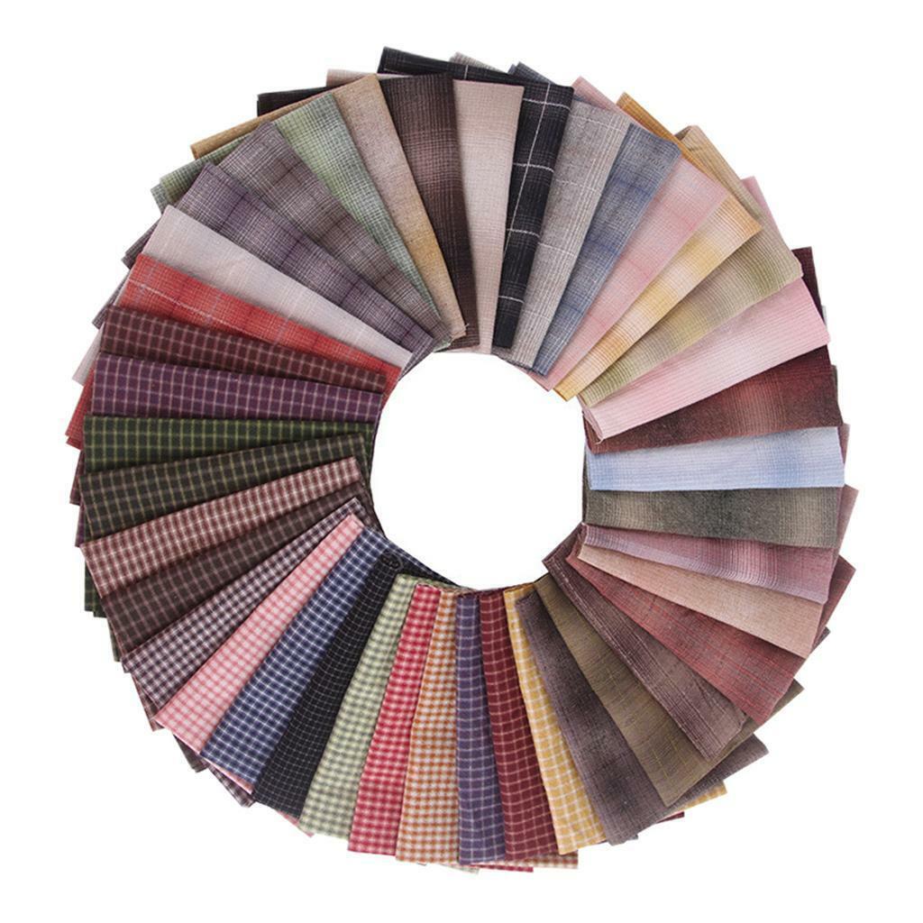 50Pcs  Plaid Fabric Square  Quilting Fabric for DIY Handcraft
