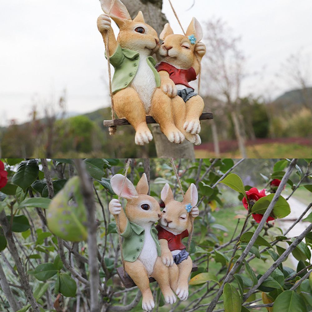 Sculptures Swing Rabbit Rabbit Statue Garden Decoration Household Ornament