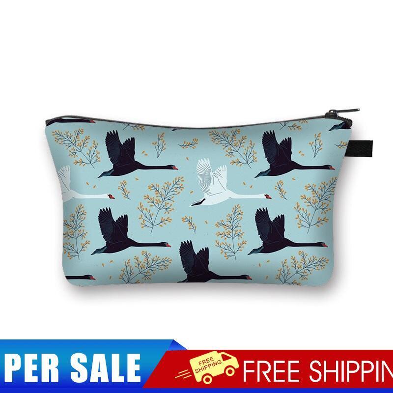 Swan Printed Hand Hold Travel Storage Cosmetic Bag Toiletry Bag
