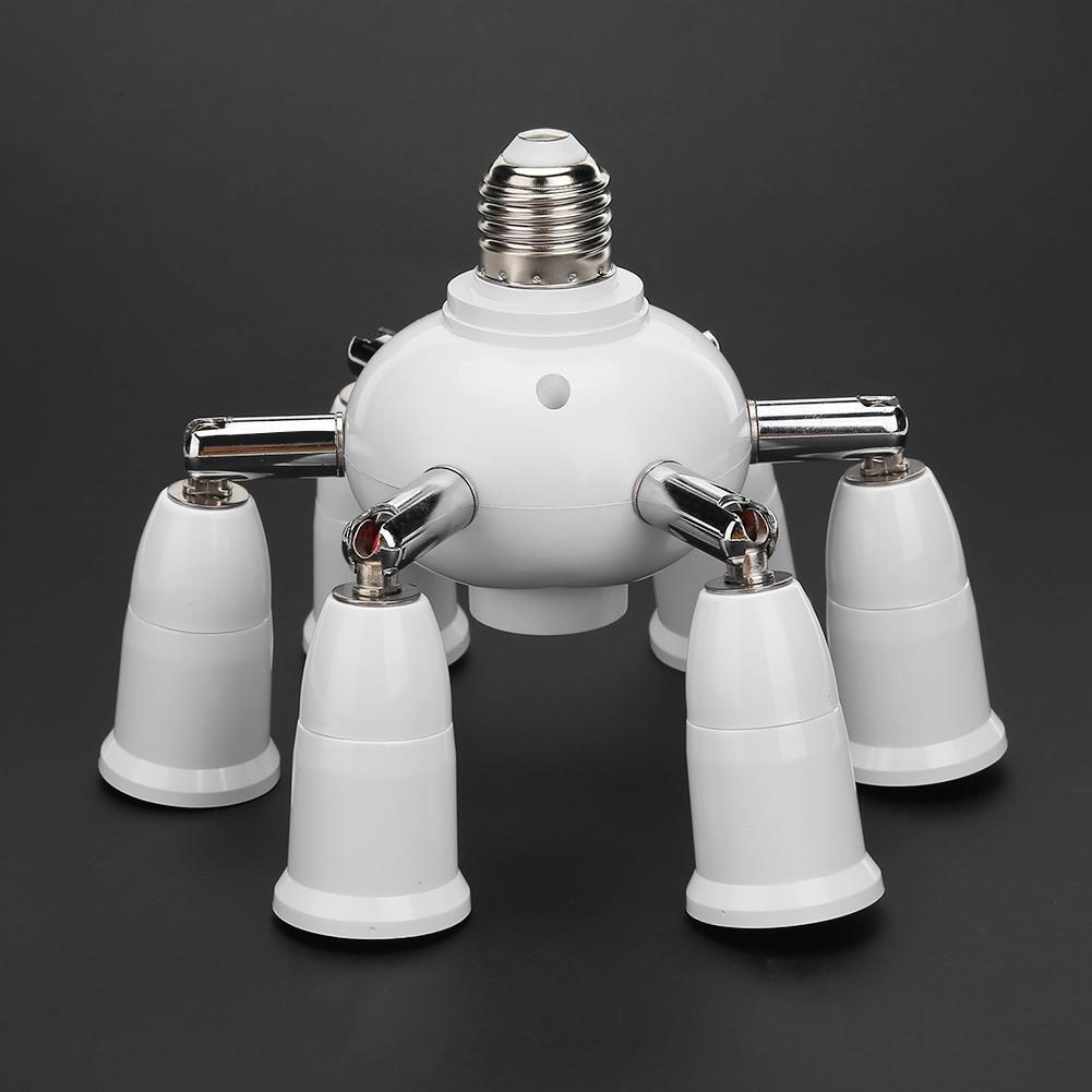 Adjustable E27 Splitter 7 Heads Lamp Base LED Bulb Adapter Holder Socket