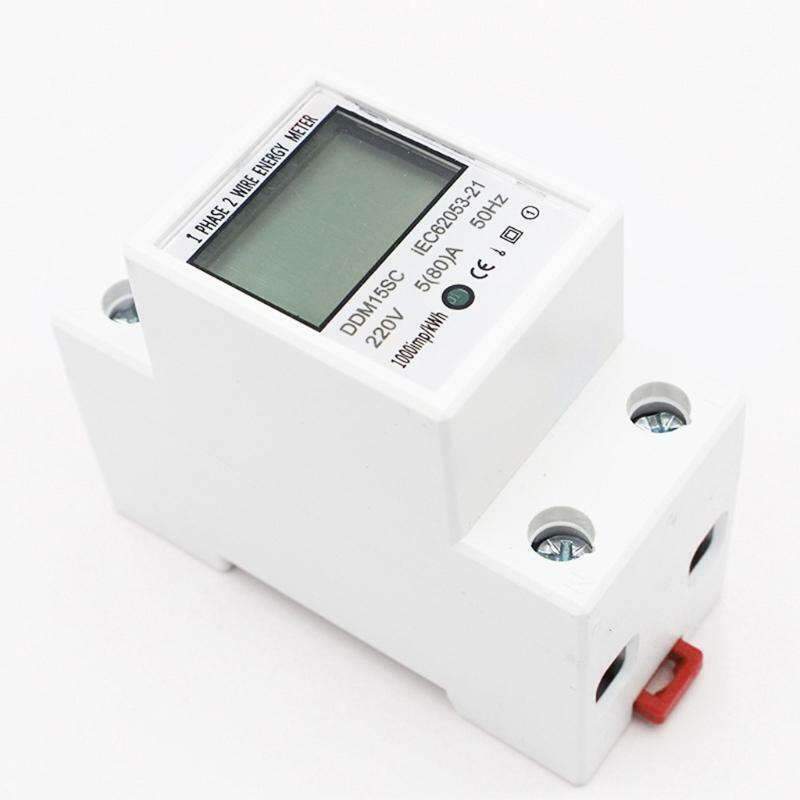 Digital Energy Meter 1 Phase 2 Wires 5(80)A Din Rail Electronic Energy KWh Meter