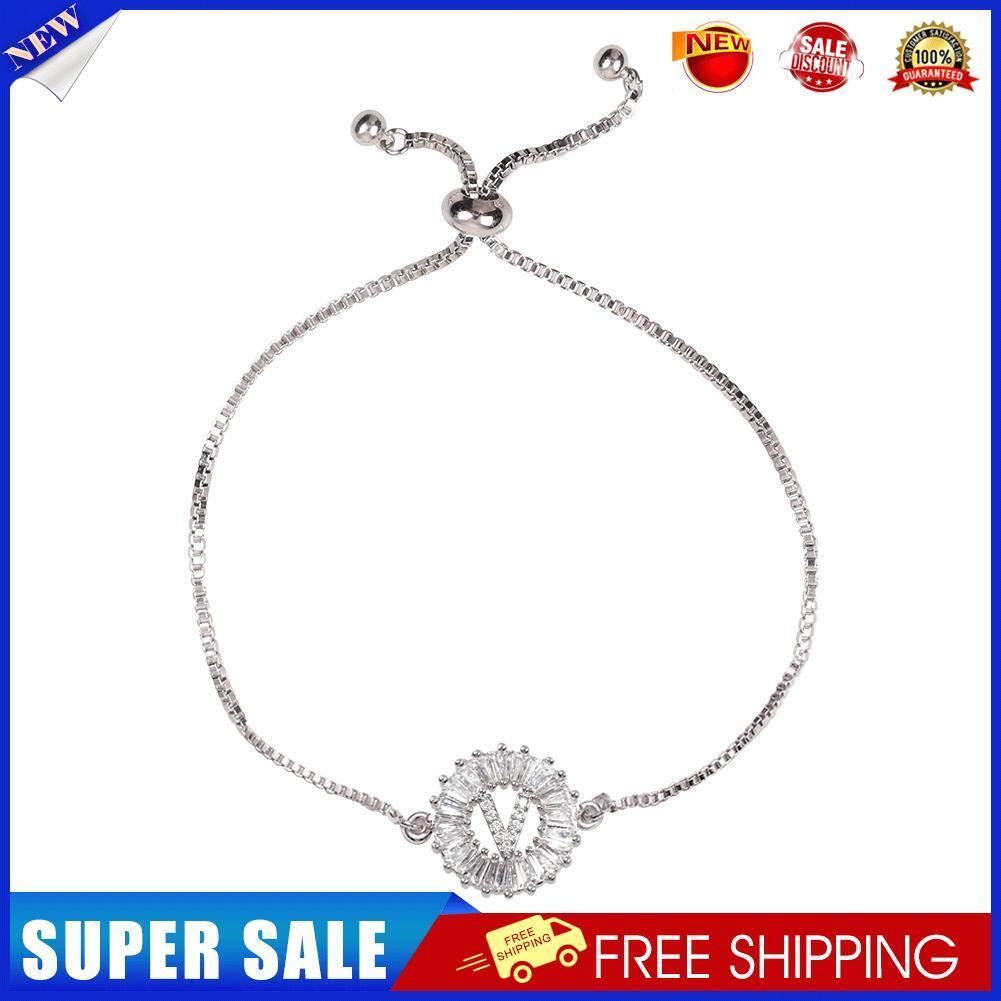 Zircon 26 Letters Bracelet Fashion Chain Bracelets Lady Jewelry Gifts (V)