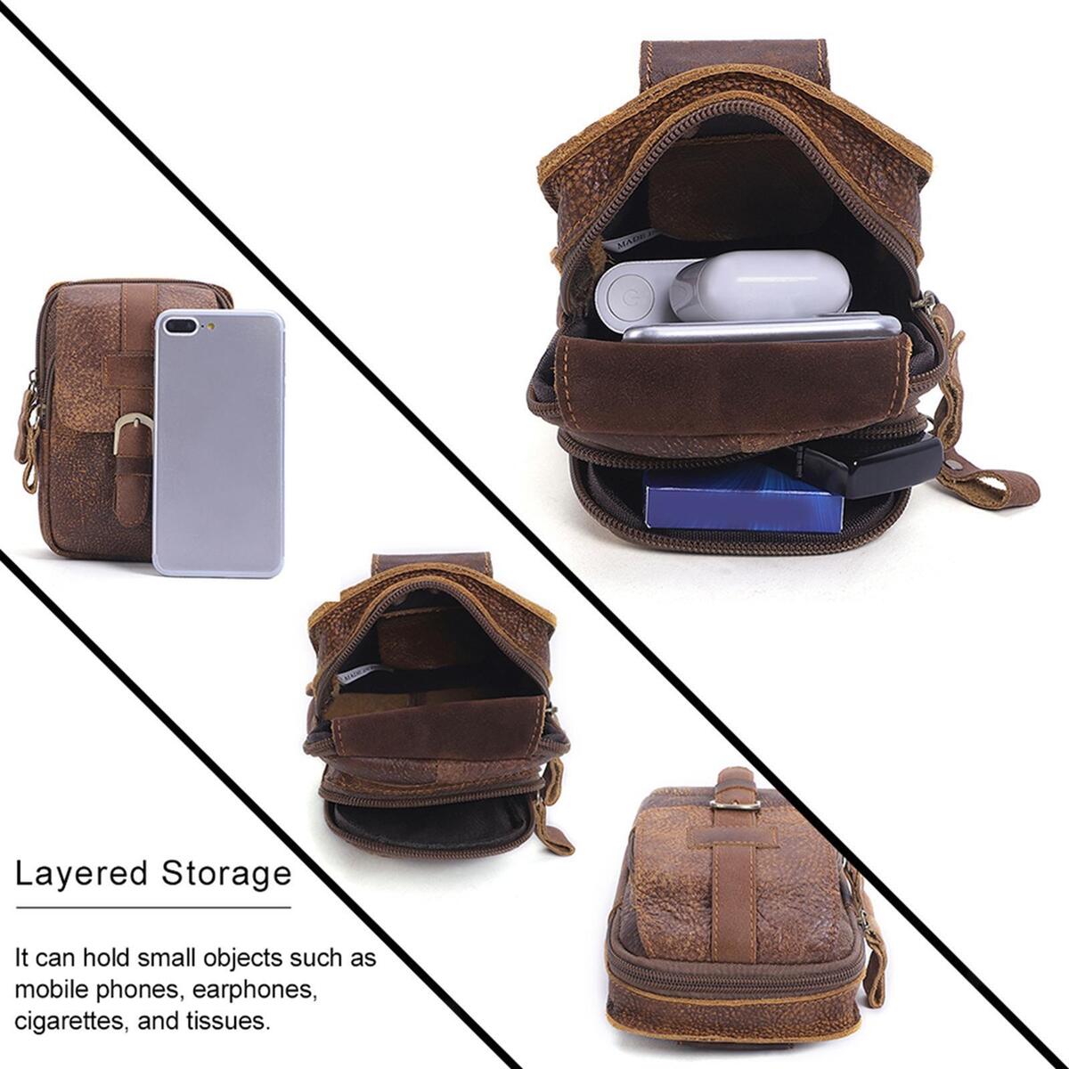 Durable Leather Belt Pouch Carrying Pouch Fanny Pack for Outdoor
