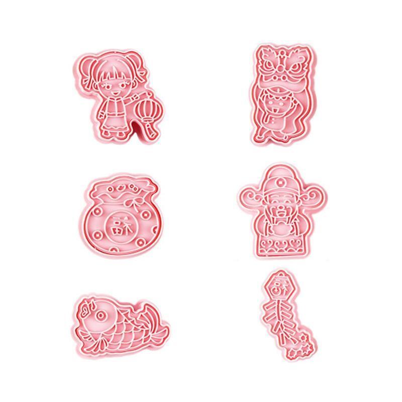 Set of 6 Spring Festival Style Cookie Cutters Set Cookie Dessert Biscuit Cutters