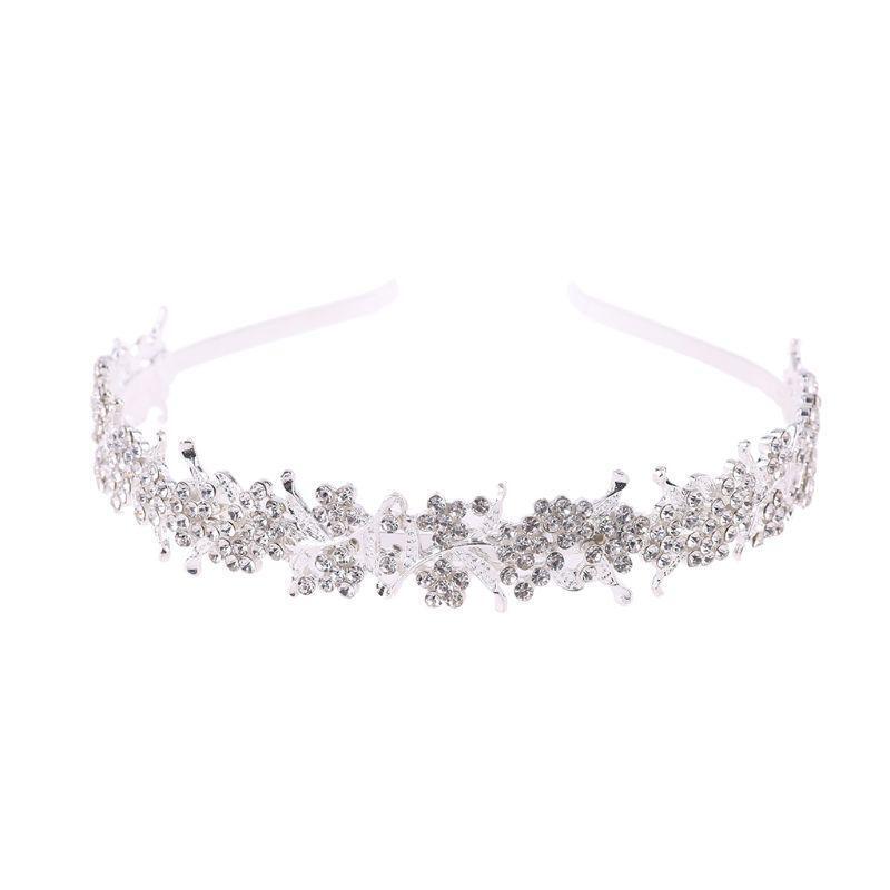 Delicate Rhinestone Flower Leaf Headband HairAccessories for Pageant Party Tiara