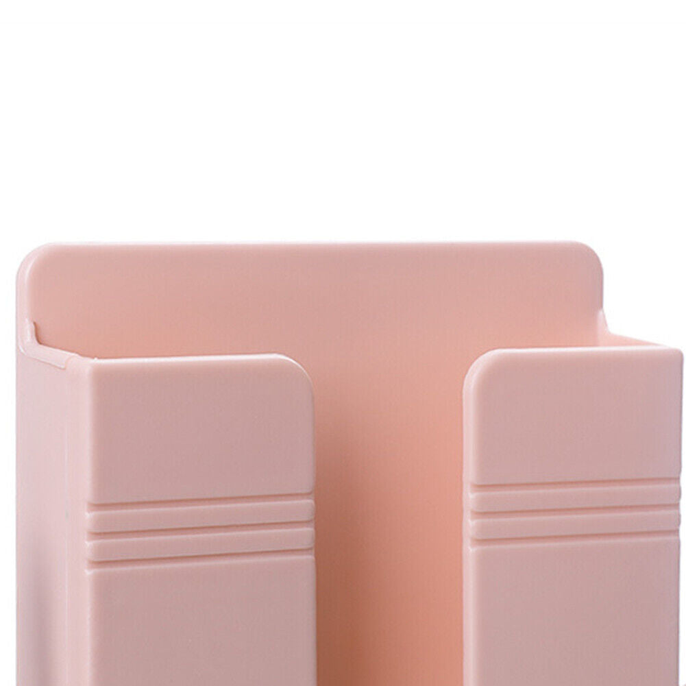 Adhesive Remote Control Mobile Phone Charging Plug Organizer Rack (Pink)