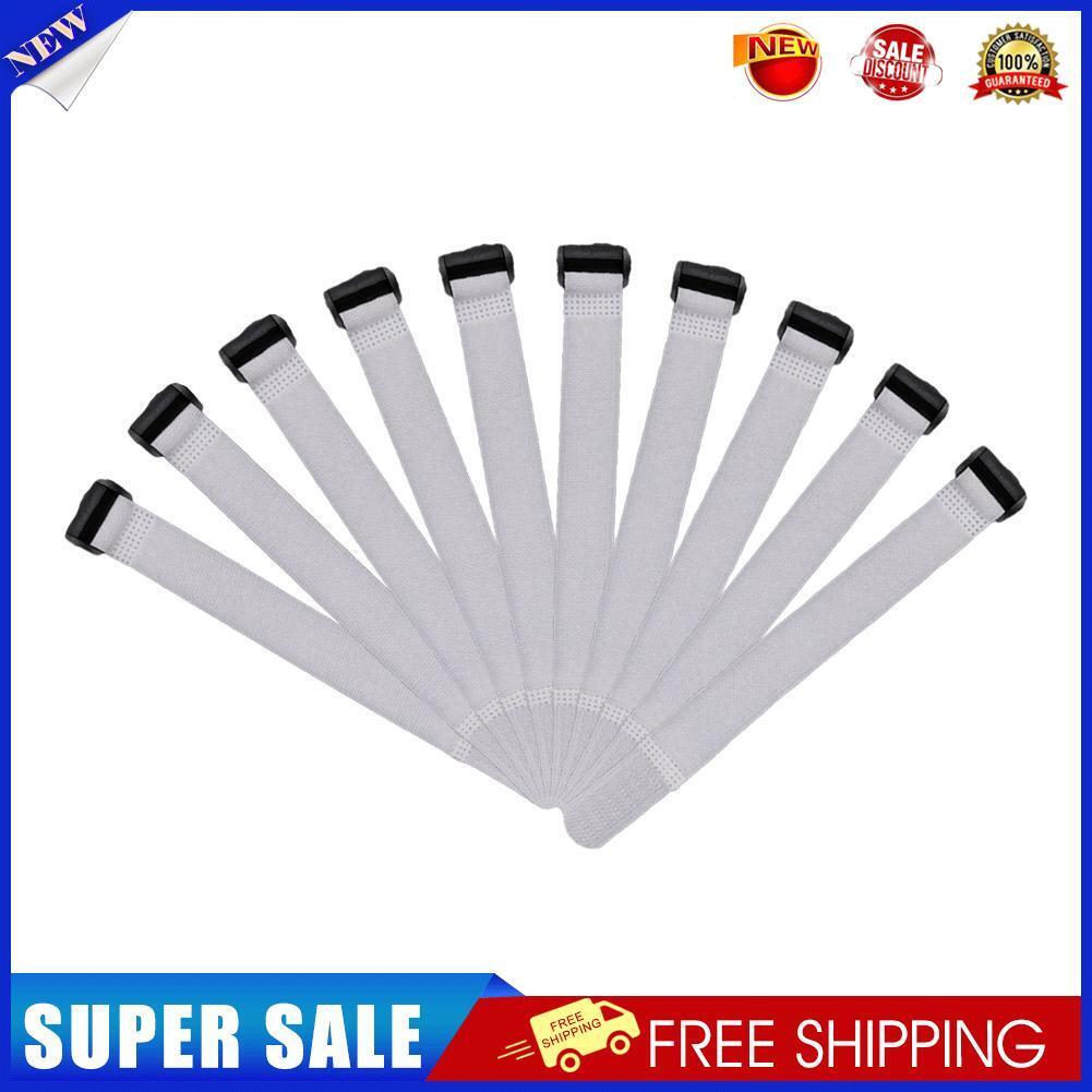 10pcs Fishing Rod Tie Strap Suspenders Fastener Hook Loop Ties Belt (White)