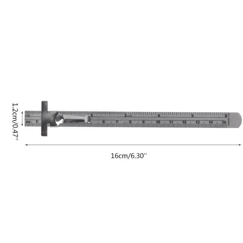 6" Stainless Steel Pocket Rule Handy Ruler with inch 1/32 mm/metric Graduations