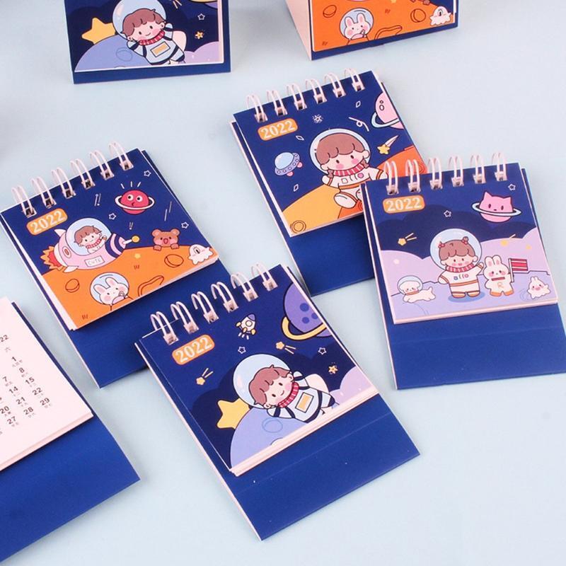 2022 Cartoon Calendar Mini Decorative Calendar 360 Flipping Writable Portable