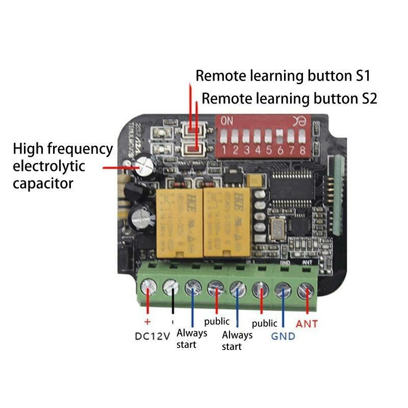 AC/DC 9-30V Receiver For Garage Door Command Gate Control Transmitter Controller