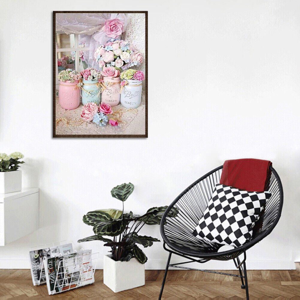 Pink Rose Diamond Painting Cross Stitch 5D Mosaic Picture Home Decor Gift