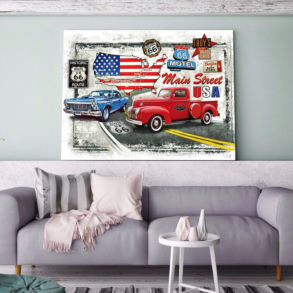 Diamond Painting Kit The Mystery of Highway 66 Full Round Drill Handicrafts