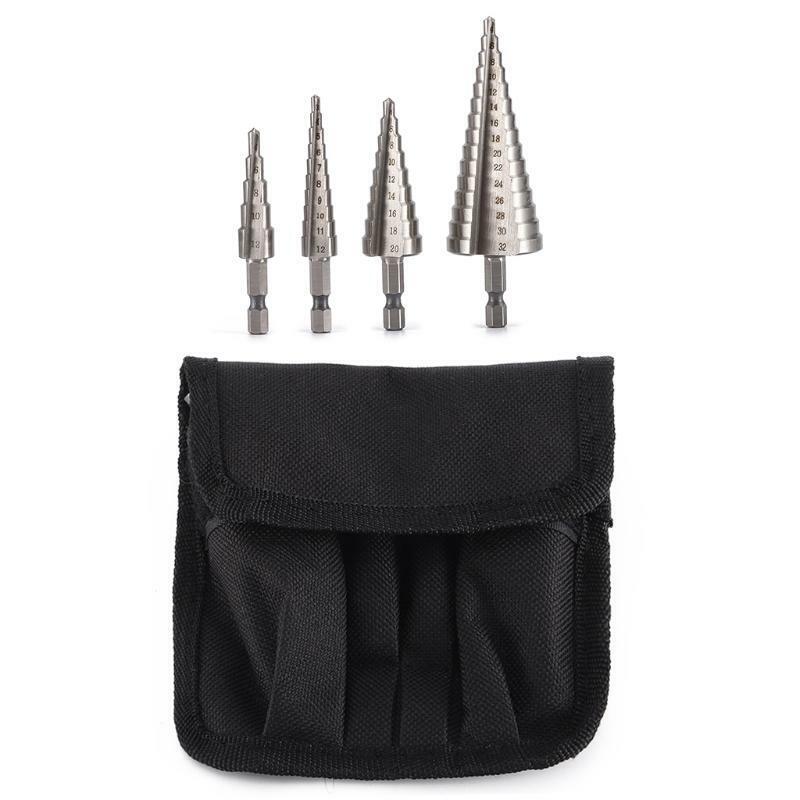 4 Pieces Step Drill for Perforated Metal Iron Aluminum Brass Wood Plastic Etc.