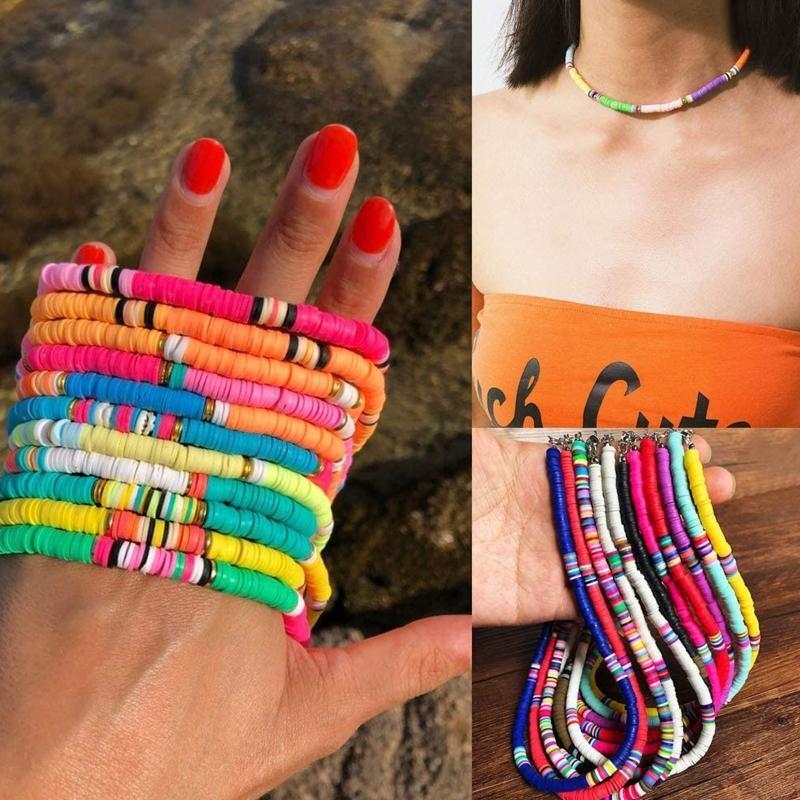 Bracelets Beads Set Clay Beads Flat Bead Charms Set DIY Jewelry Making Kit