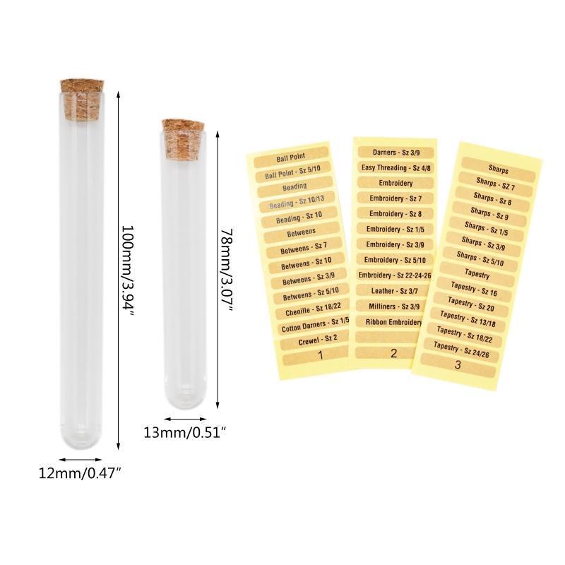 18Pcs Sewing Needles Storage Tubes with Labels Transparent Plastic Storage Case