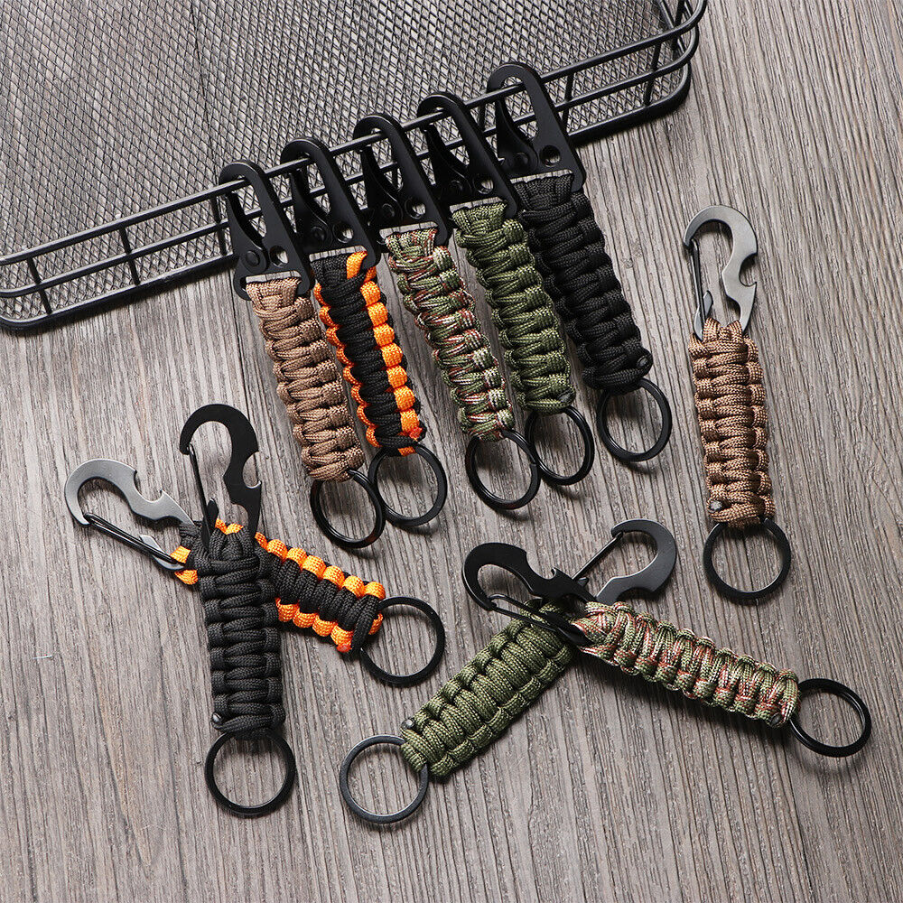Camping Survival Kit Bottle Opener Rope Keychain Key Chain Ring Keyring