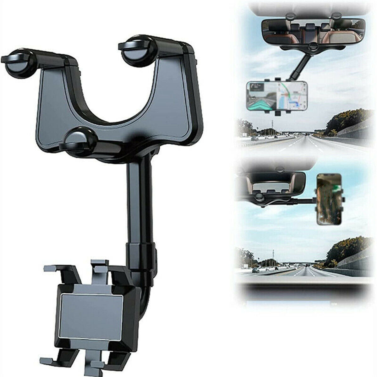 360° Rotatable And Retractable Car Phone Holder Multifunctional Rearview Mirror