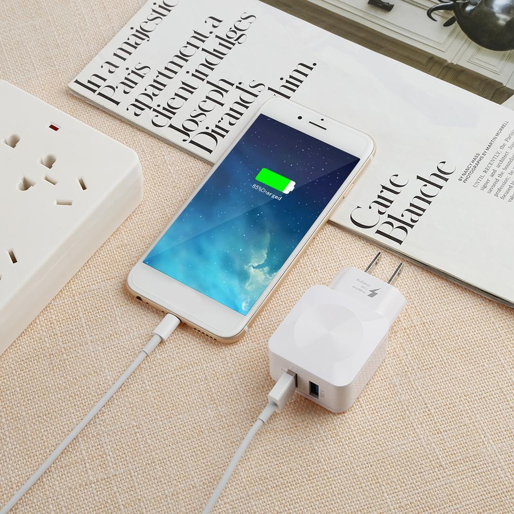 Travel 5V 2.1A 1A Dual Ports USB Wall Charger Charging Adapter US (White)