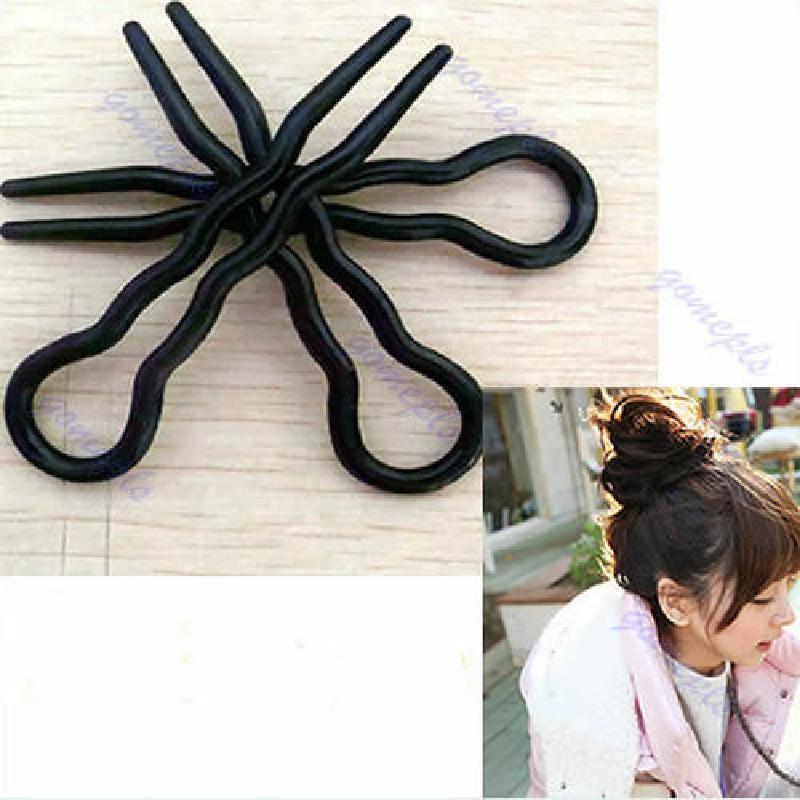 3pcs 90mm U-shaped Waved Hair Pins Clip Hair Grips Tool  Black