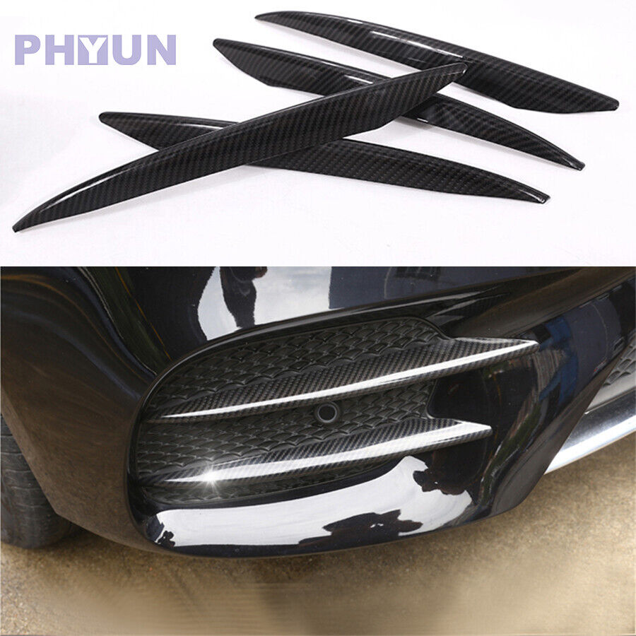 4PCS Carbon Fiber Style Front Fog Light Lamp Cover Trim Slat For Benz W213 16-20