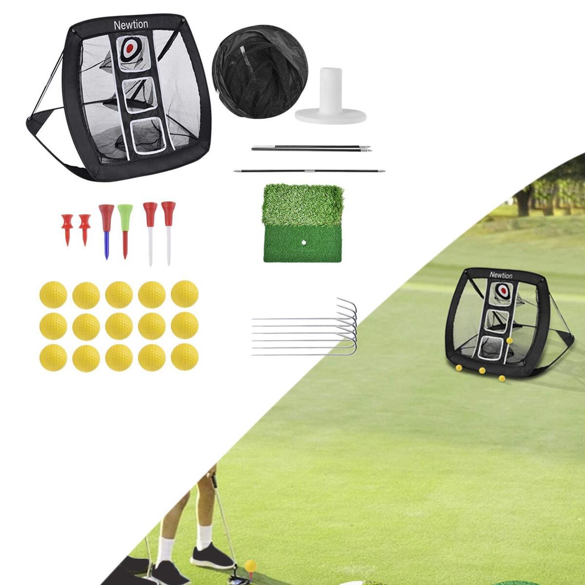 Golf Chipping Net Hitting Mat Swing Equipment Tee Holder