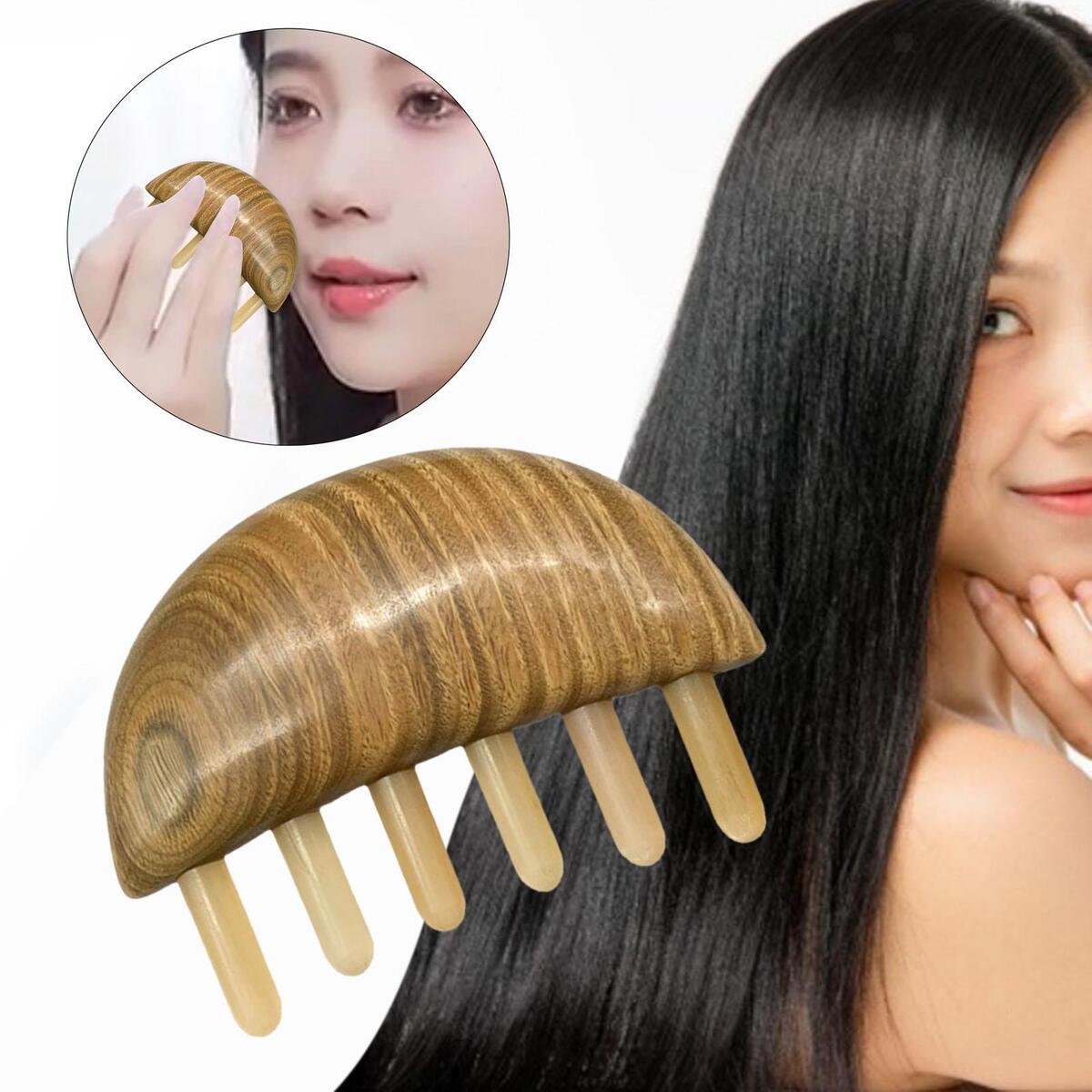 Natural Wood Wide Tooth Massage Hair Comb Head Scalp Massage Anti Static