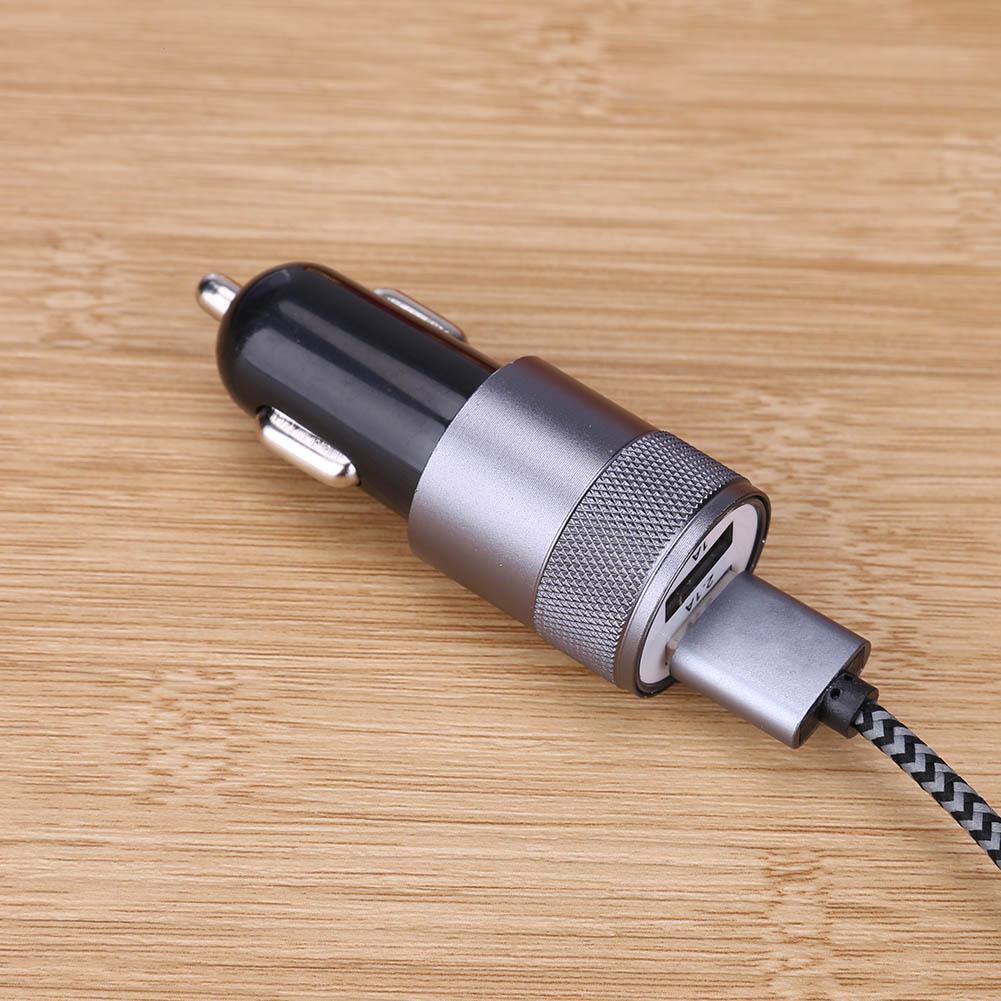 Metal Dual USB 2.1A Car Cigarette Lighter Adapter Charger(Gray+Black)
