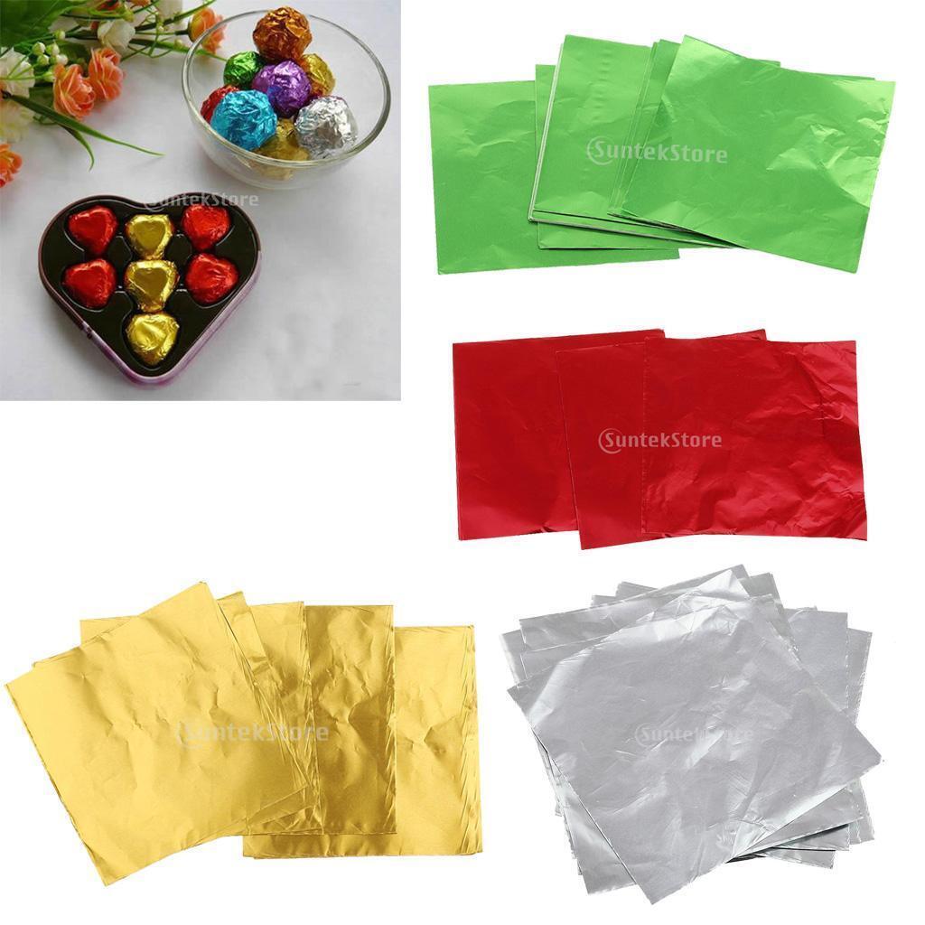 4x100 Pieces of Colors Foil Wrappers for Sweets Candy Chocolate Lolly 8x8cm