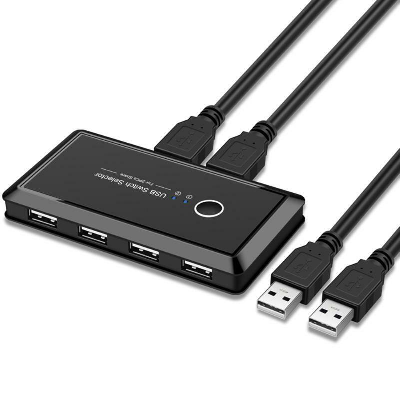 USB 2.0 Switch Selector KVM Switcher Switcher Box Hub Adapter 4 Ports Out 2 In
