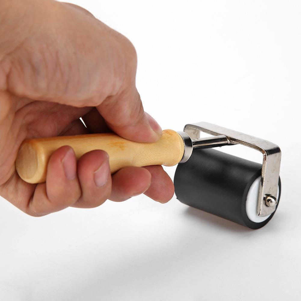 Hard Rubber Roller Wooden Handle Printing Ink Brayer Artists Art Tool (S)