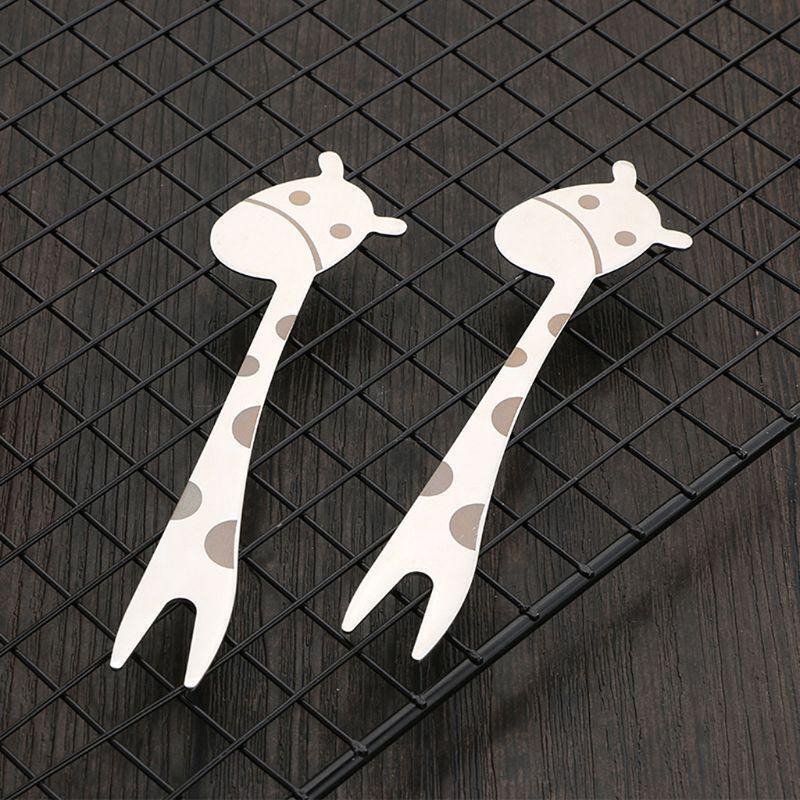 Stainless Steel 2 Tines Giraffe Fork Dessert Cake Fruit Salad Cutlery Flatware