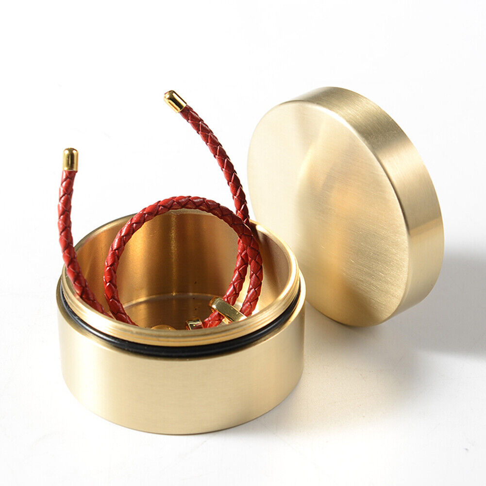 Brass Seal Cabin Medicine Drug Metal Jewelry Storage Cases Pill Holder (M)
