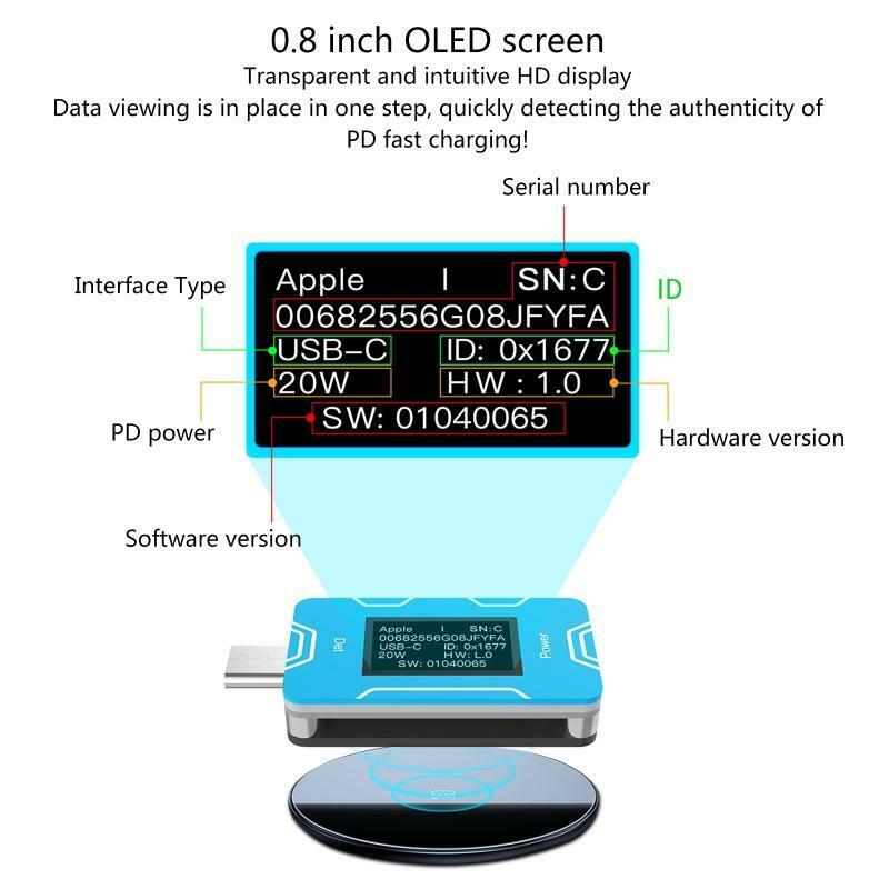 PD Charger Detector Tester for Mobile Phone Charger's Serial Number Power ID