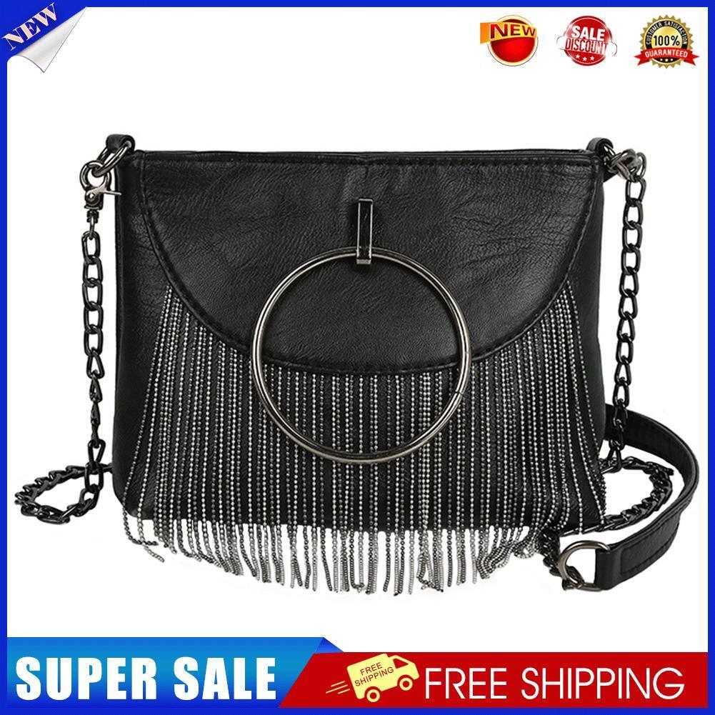 Fashion Women Tassel Small Square Bags Big Ring Leather Shoulder Handbags