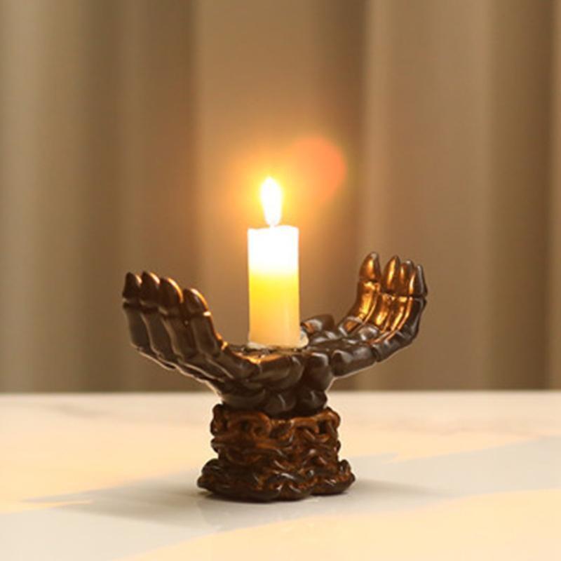 Palm Decorative Candle Holder Creative Gassho Candlestick Candles Tray Decor