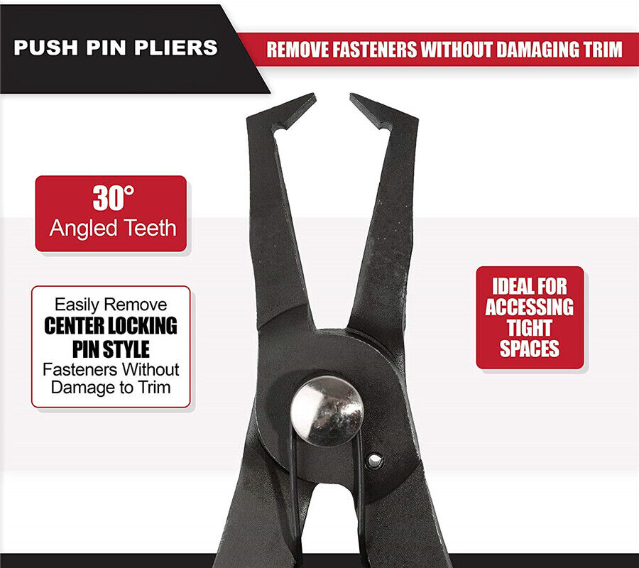 Spring-Loaded Steel Push Pin Pliers Quick-Disconnect Double-Pad Comfort Grip