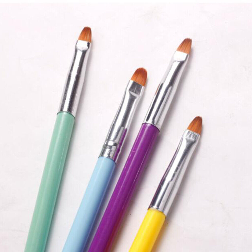 4 Pieces UV Gel Acrylic Nail Brush Drawing Painting Round Home Salon Use