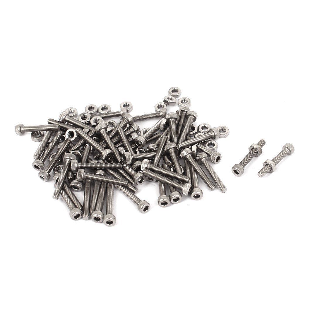 M2.5x16mm Hex Socket Head Knurled Cap Screws Bolts Nuts Set 50Pcs K8I3 H1P3 R8D2