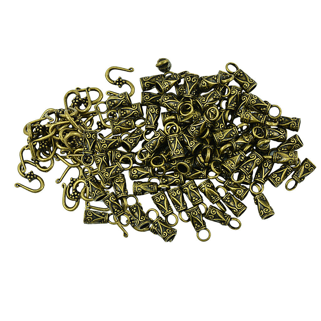 30   Bronze S Hook Clasp Leather Cord End Caps Jewelry DIY Making