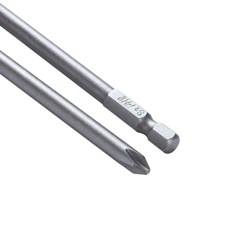 10PCS 1/4'' 150MM Length S2 Steel Magnetic Screwdriver Bits Cross Head PH2 Bit