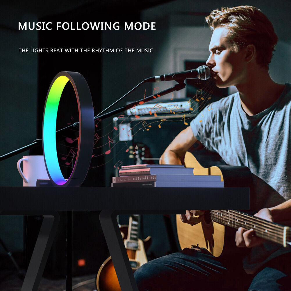LED Ring Night Light RGB Remote Control Bedroom Table Lamp Lighting Fixture