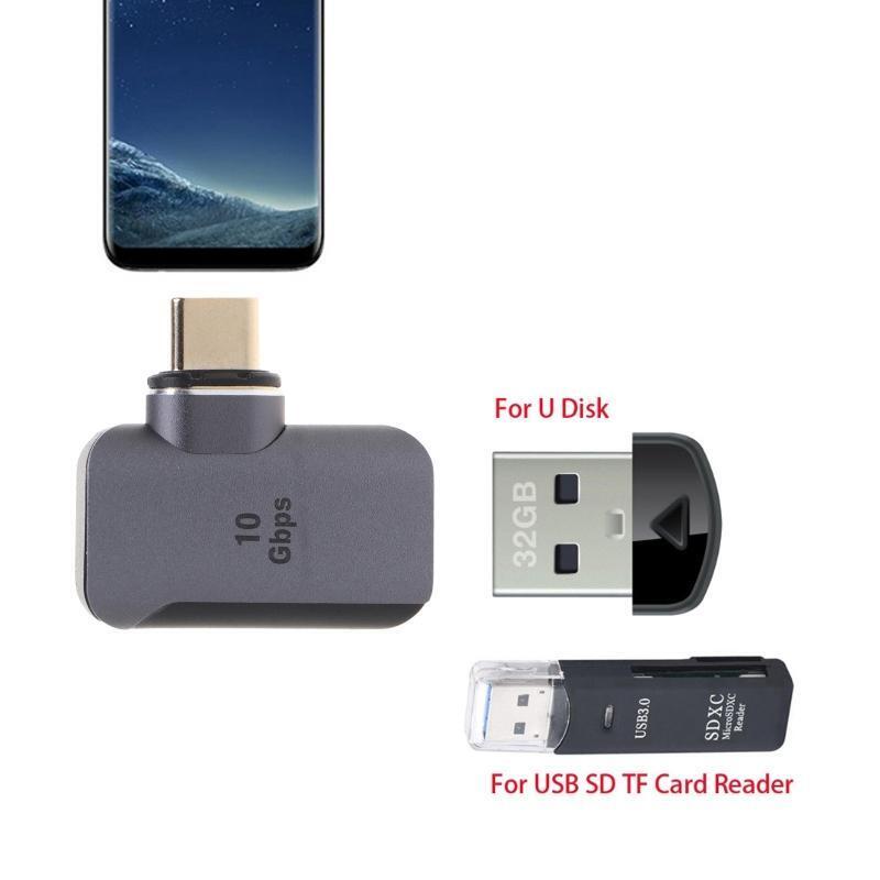 Magnetic Mini Metal Adapter 90 Degree USB C Male to USB 3.0 Female OTG Adapter