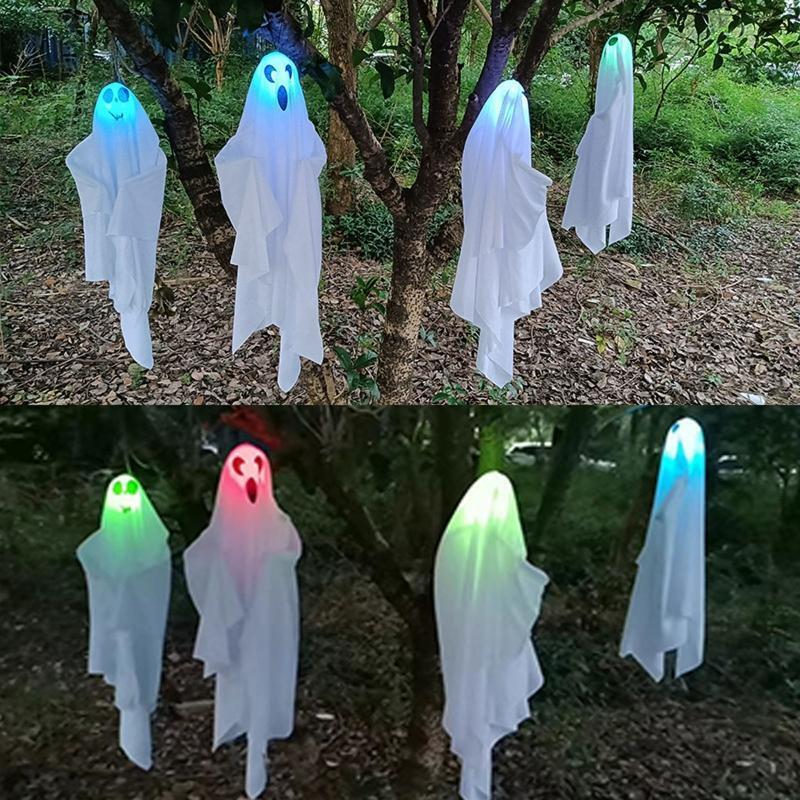 Halloween Ghost Pendant Led Light 3 Colors Changing Lamp Ornament