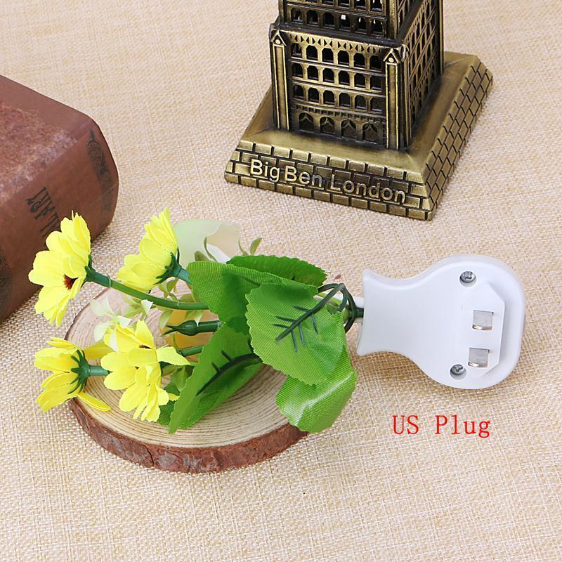 Sensor Night Light Sunflower Flower LED Lamp US Plug 220V Romantic Home Decor